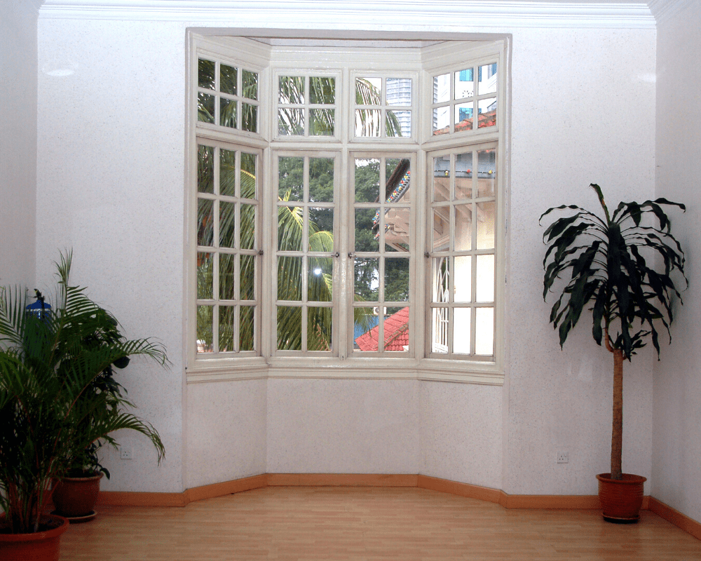 Bay windows in Norwich looking out to Norfolk garden